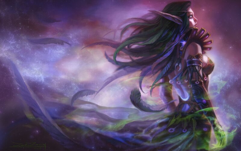 elf woman in cosmic landscape