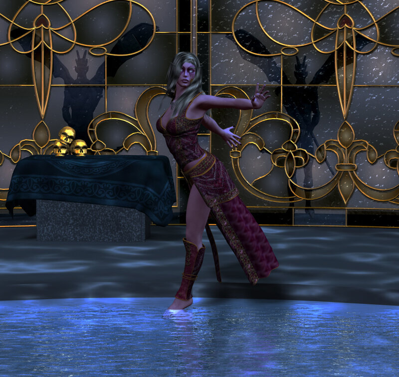 elf woman in dark chamber