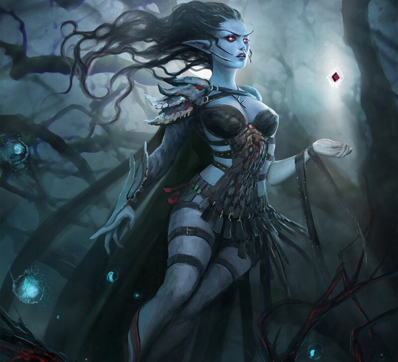 Elf Woman in Dark Forest — Blue