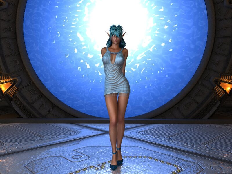 Elf Woman in Dress — Blue