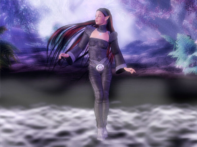 elf woman in fantasy landscape