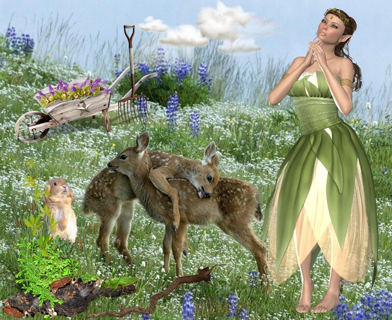 Elf Woman in Field — Green