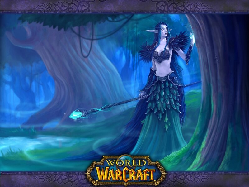 Elf Woman in Forest — Blue, Mystical