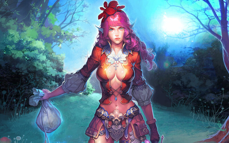 Elf Woman in Forest — Blue, Serene, Night