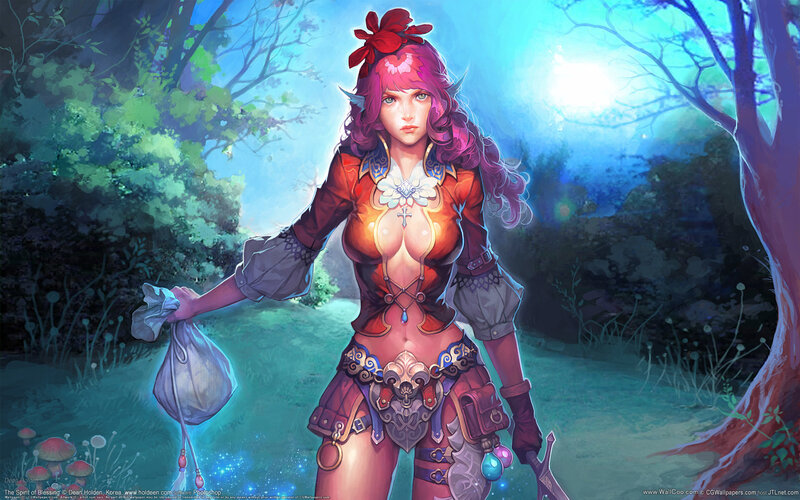 Elf Woman in Forest — Blue, Serene