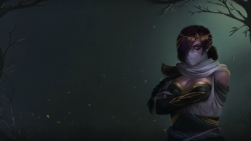 Elf Woman in Forest — Dark Green