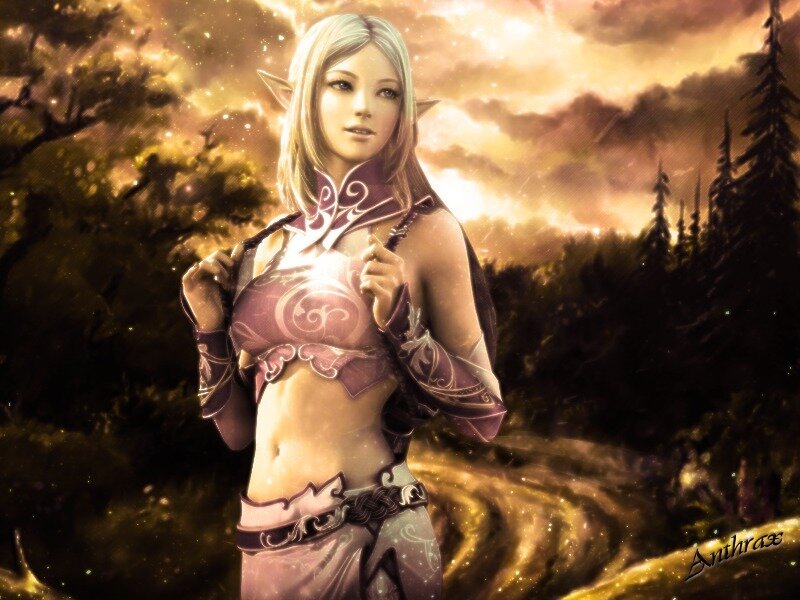 Elf Woman in Forest — Gold