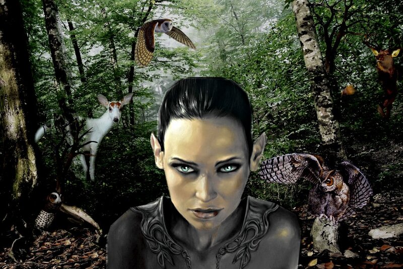 Elf Woman in Forest — Green, Mystical, Morning