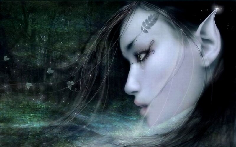 Elf Woman in Forest — Green, Mystical