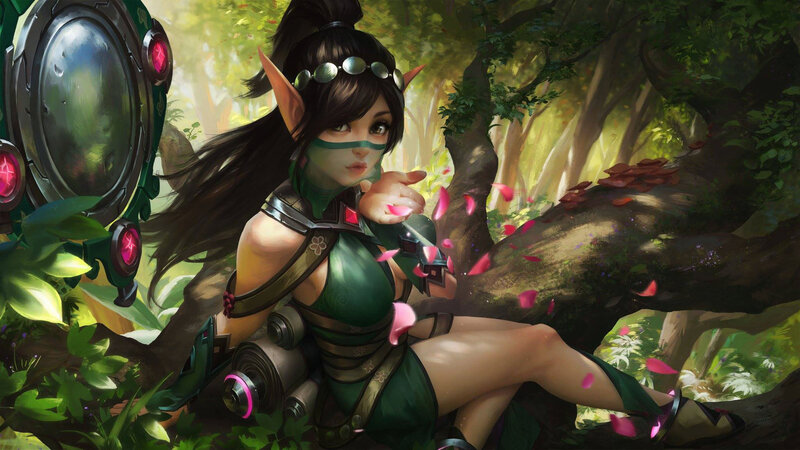 Elf Woman in Forest — Green, Serene, Afternoon, Digital Art, Weapon