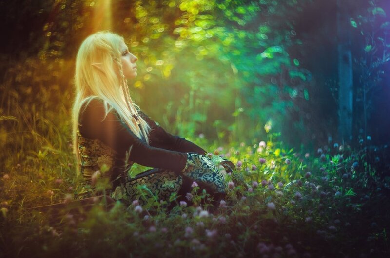 Elf Woman in Forest — Green, Serene, Afternoon, Photograph