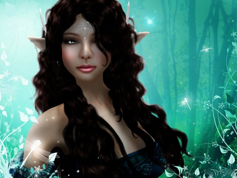 Elf Woman in Forest — Green, Serene, Night
