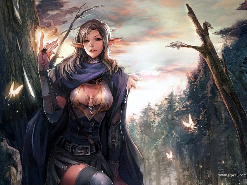 Elf Woman in Forest — Purple, Dramatic