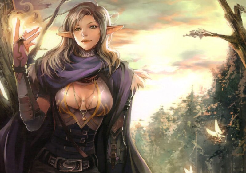 Elf Woman in Forest — Purple, Serene