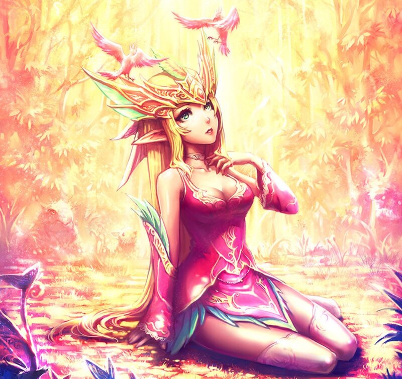Elf Woman in Forest — Yellow