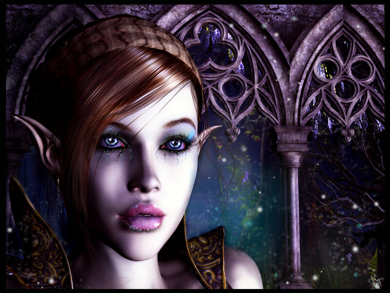 Elf Woman in Gothic Arch