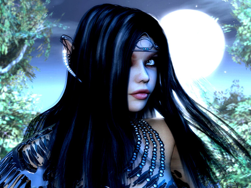 elf woman in moonlight