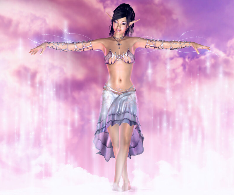 elf woman in pink sky