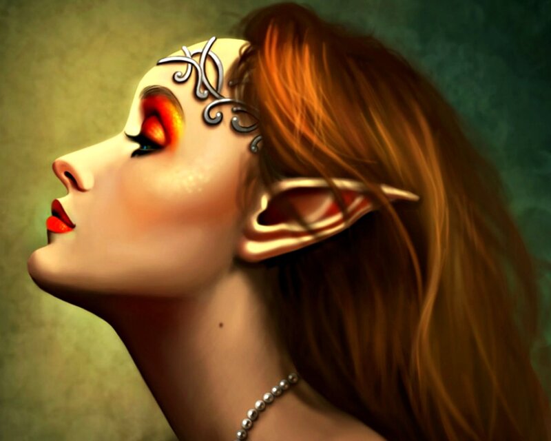 Elf Woman in Profile — Brown, Dramatic