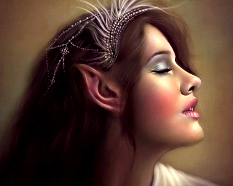 Elf Woman in Profile — Brown, Serene