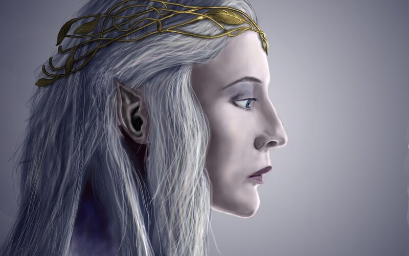 Elf Woman in Profile — Gray