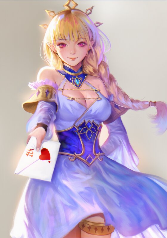 Elf Woman in Purple Dress — Calm, Digital Art