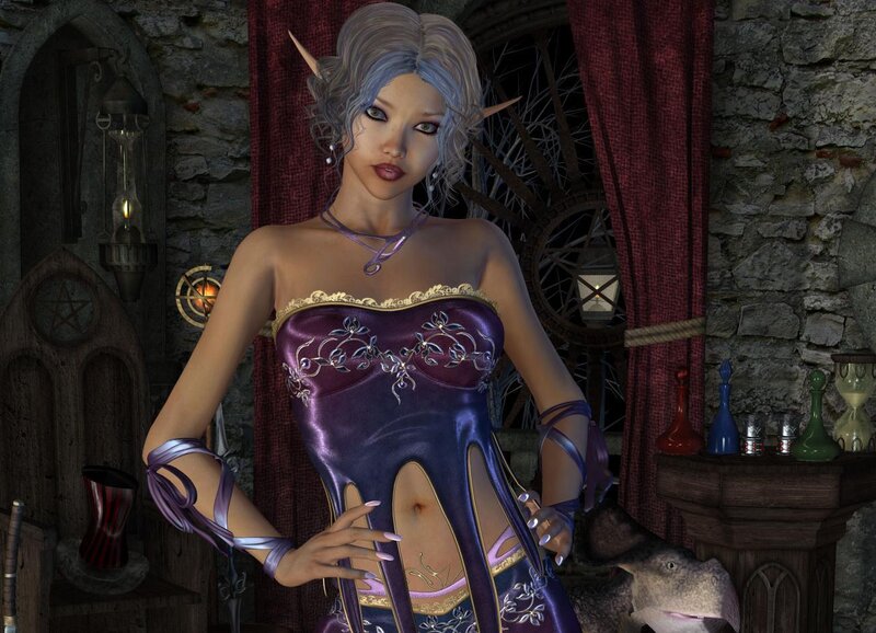Elf Woman in Purple Dress — Dramatic