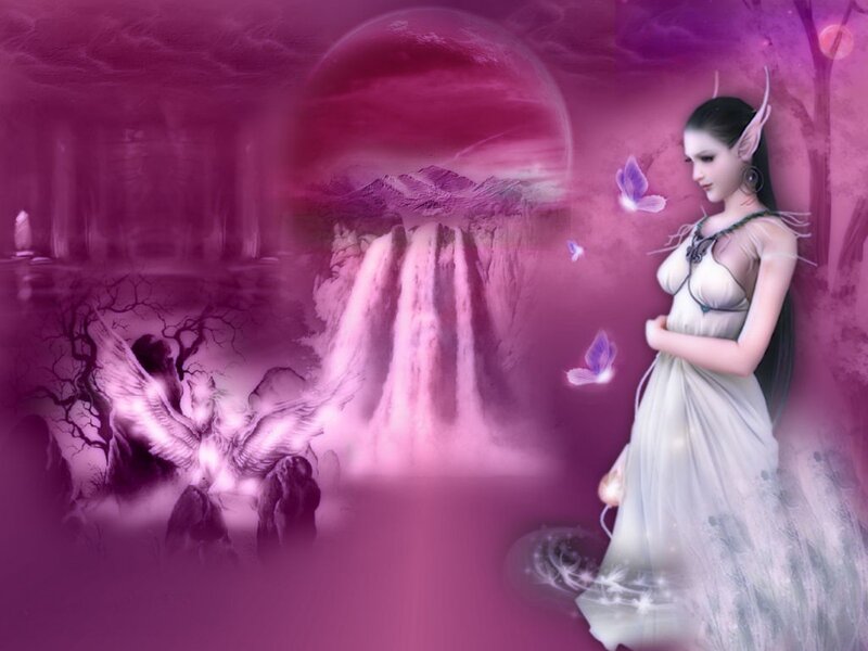 Elf Woman in Purple Landscape