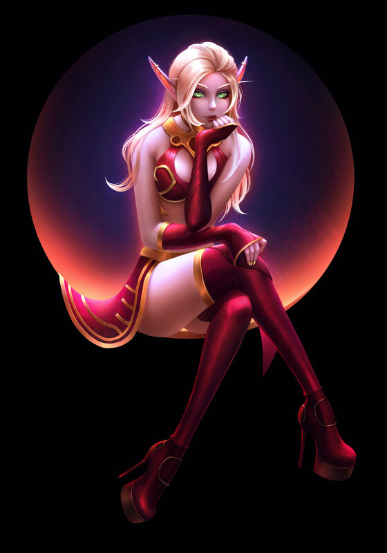 Elf Woman in Red Outfit — Dramatic