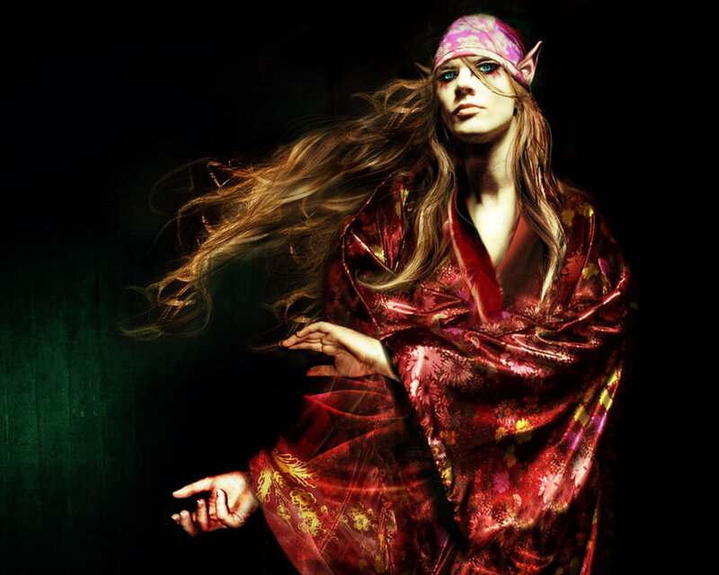 Elf Woman in Red Robe