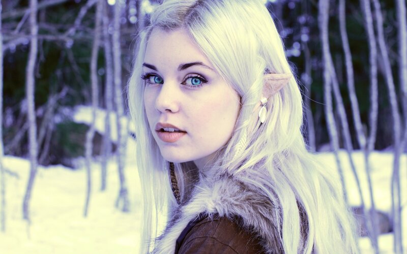 elf woman in snowy forest