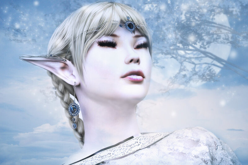 elf woman in snowy landscape