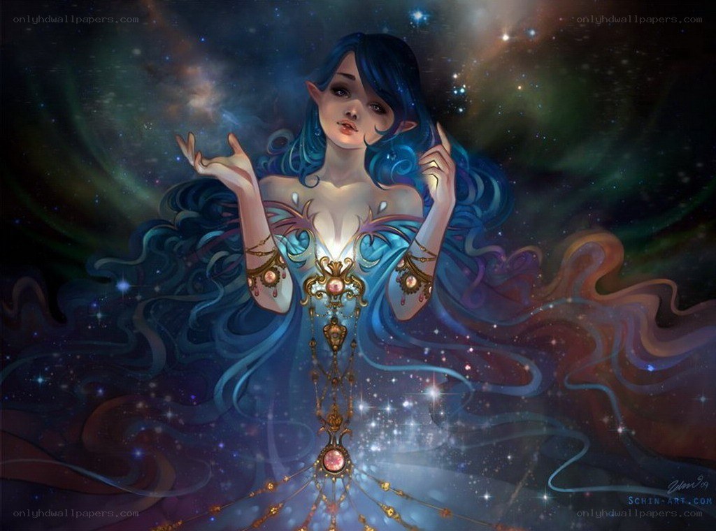 elf woman in starry space