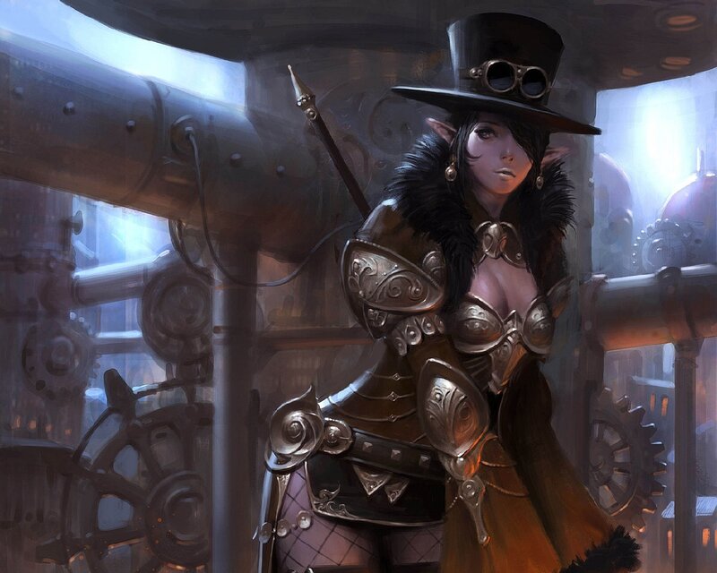 Elf Woman in Steampunk Armor