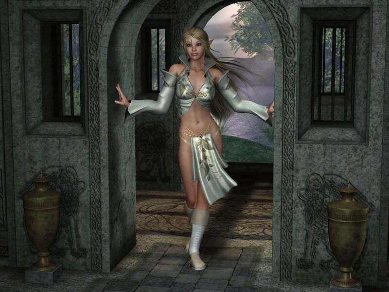 elf woman in stone archway