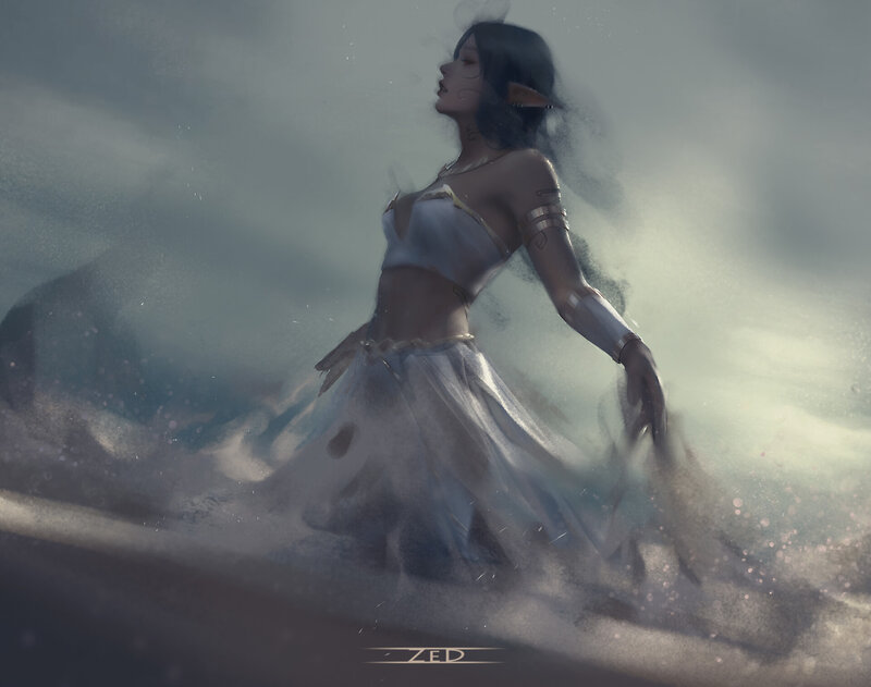 Elf Woman in Storm — Gray