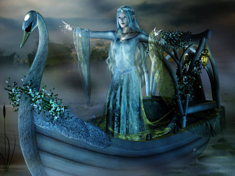 Elf Woman in Swan Boat