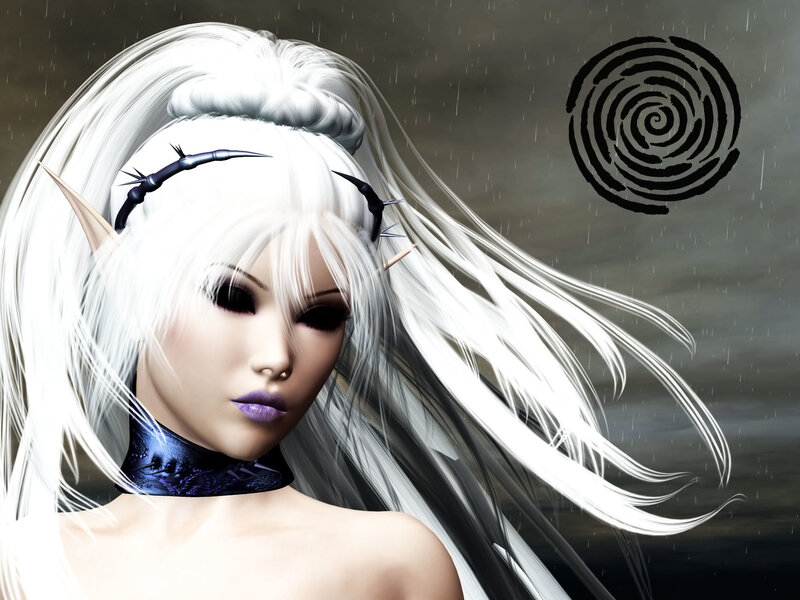 elf woman in the rain