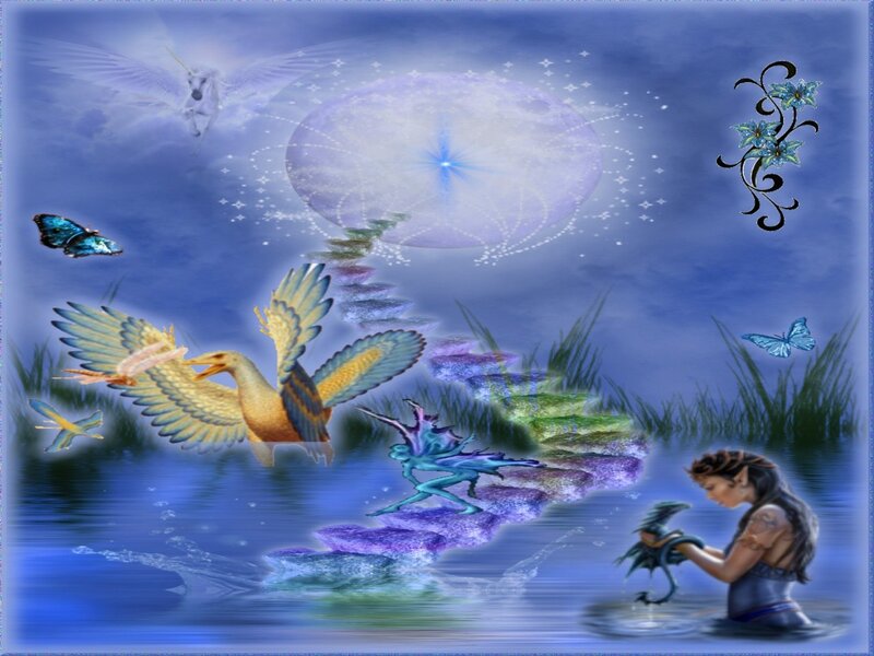 Elf Woman in Water — Blue