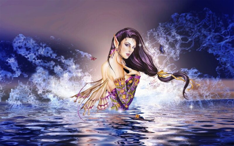 Elf Woman in Water — Purple, Dramatic