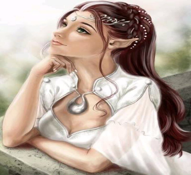 elf woman in white dress