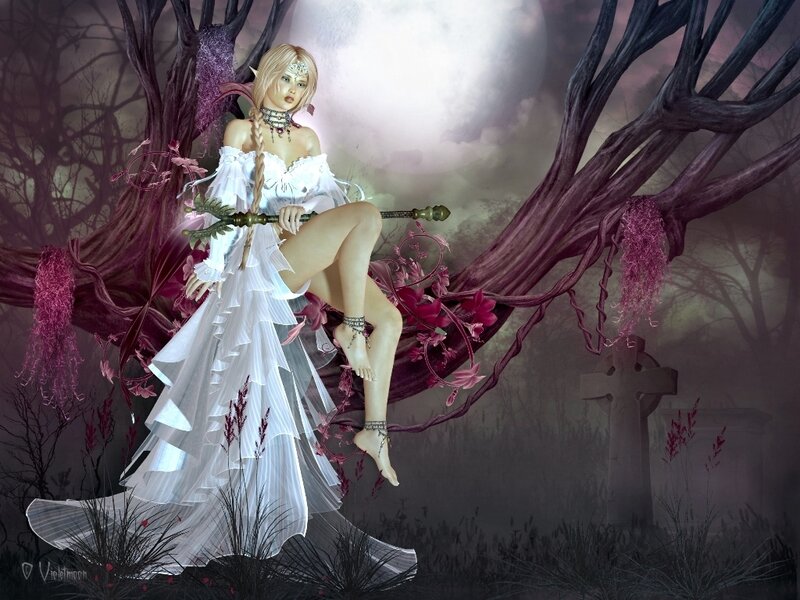Elf Woman in White Dress — Dramatic