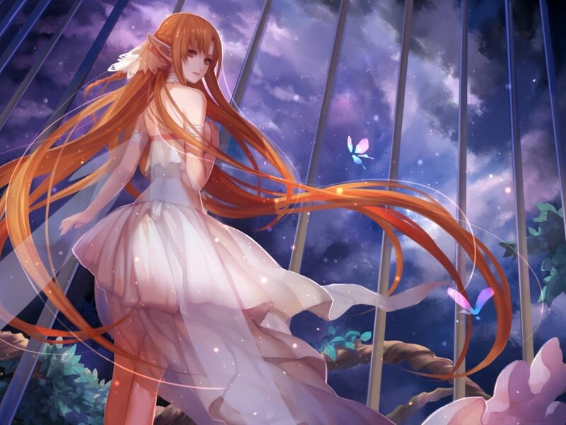 Elf Woman in White Dress — Purple, Serene