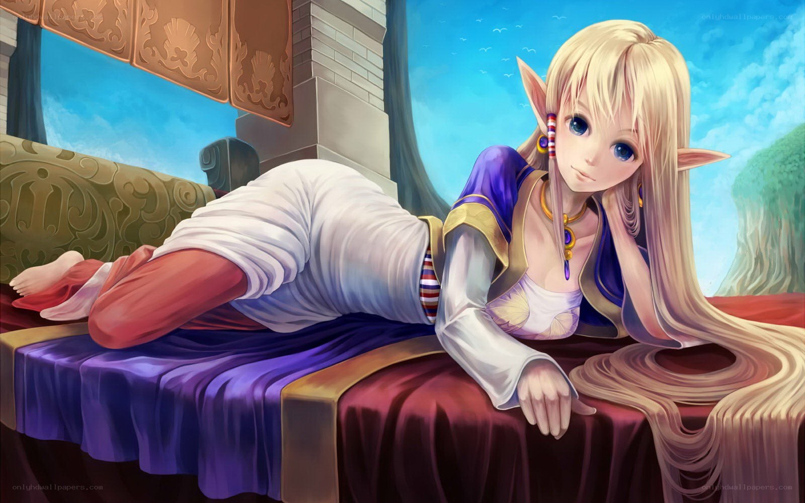 elf woman on a bed