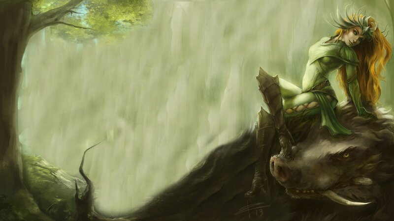 Elf Woman on Boar