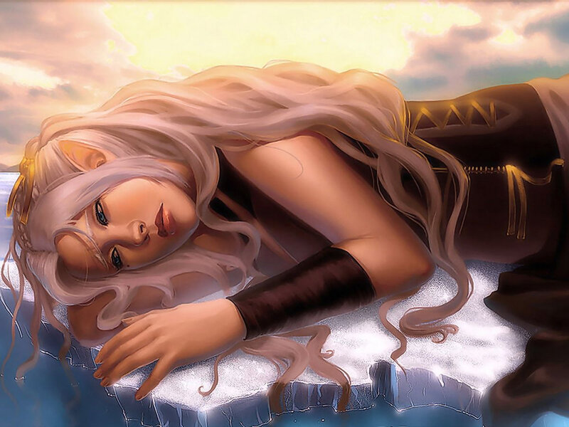 Elf Woman on Ice — White