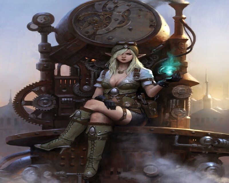 Elf Woman on Machine
