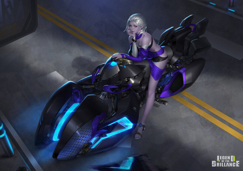 Elf Woman on Motorcycle