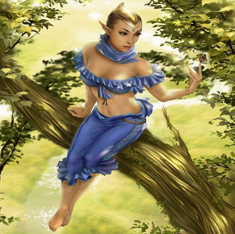 Elf Woman on Tree Branch