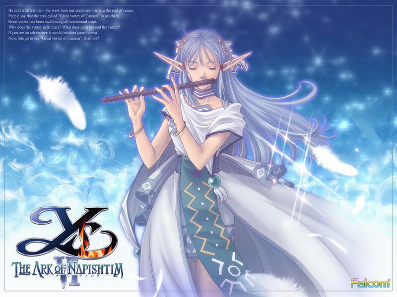 Elf Woman Playing Flute — Blue, Serene